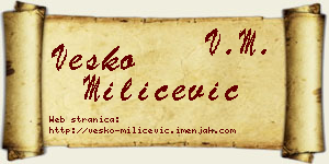 Vesko Milićević vizit kartica